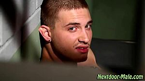 muscular gay bodybuilder solo posing