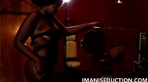 sexy mean domme spanks her sub in the pillory