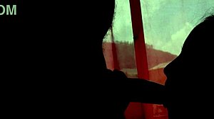 young couple in shadows giving blowjob to each other