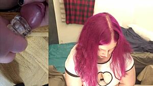 omg chubby tranny playin with cock toy in pov... so hot