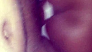 Petite ebony teen rides massive BBC with her tight pussy. She gets a deep creampie finish.