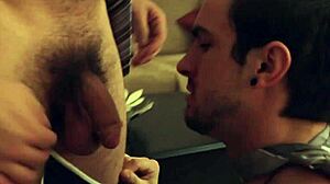 muscular office hunks dive into sucking hard cock during break