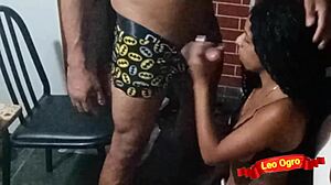 lesbian sucks her friend's dick while girlfriend watches