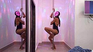 i got this hot brunette student giving me a sensual striptease in my apartment