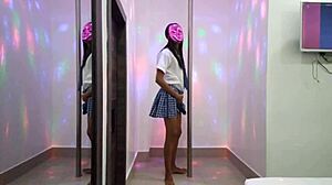 i got this hot brunette student giving me a sensual striptease in my apartment