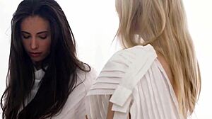 Mormon teen's hairy vagina licked in taboo lesbian play