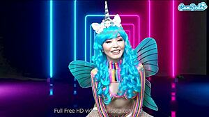 asian marica hase rides sybian with big tits bouncing to wild climax.