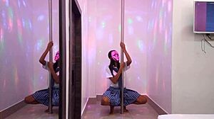 i got this hot brunette student giving me a sensual striptease in my apartment