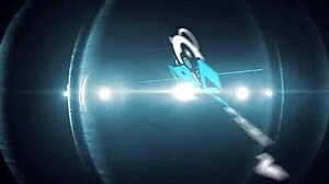 sexy tattooed hottie strips on the bed by the lake