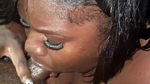 sexy chocolate ebony giving sloppy head homemade 😋