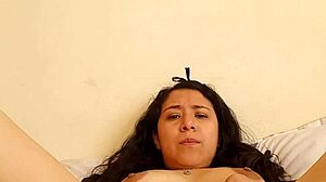 Mexican latina masturbates in bedroom while watched