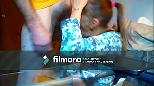 Donna's blowjob contrasts with her innocent look