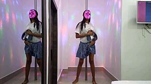 i got this hot brunette student giving me a sensual striptease in my apartment