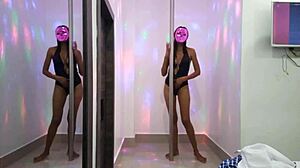 i got this hot brunette student giving me a sensual striptease in my apartment