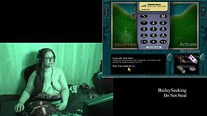 Naked brunette with tattoos and piercings plays deception island game