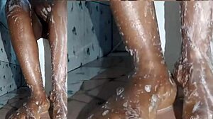 Cyndy blackslave washes feet closeup