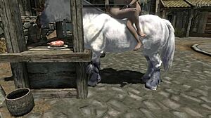 Two lesbians and a unicorn in eating, fucking and sucking a Skyrim adventure