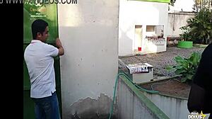 Hey, check out this blonde sucking cock for her lucky job