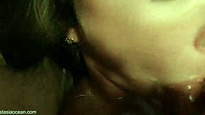 two guys cum in tiny slut's mouth!