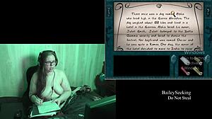 Naked brunette with tattoos and piercings plays deception island game