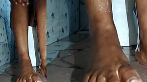 Cyndy blackslave washes feet closeup