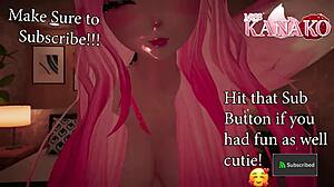 the catgirl is giving her master a titty fuck and she's so horny waiting for cum all over her