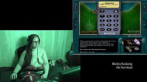 Naked brunette with tattoos and piercings plays deception island game