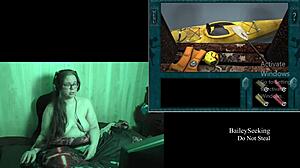 Naked brunette with tattoos and piercings plays deception island game