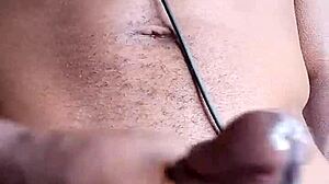 stroking big black cock until cum hits the floor