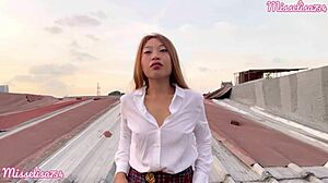 Japanese Slut Flashes Hot Body in Public Outdoor Scene