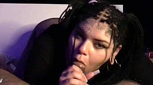 tattooed argentinian girl sucking dick in casual scene