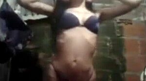 Brunette dancing seductively