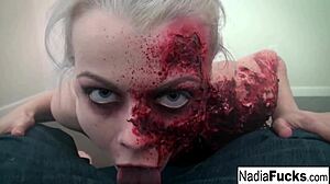 hot zombie pornstar masturbates her blonde pussy with big tits and ass