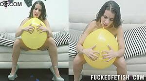 Wow, Sexy Latina Pops Balloons!