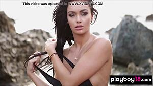 Kristie Taylor Flaunts Perfect Body on Rocks, Bikini Stripped Outdoors in Sexy Display