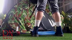 Camp Stranger Fucks Nudist Lady Hard in Pussy!