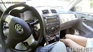 Sexy teen Halle Von performs oral skills.