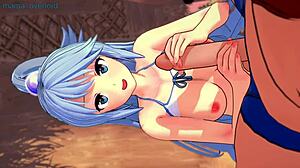 Goddess aqua bends over in bikini for blowjob and doggystyle fun