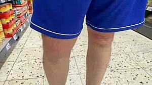 Old Man Flashing Cock in Supermarket, Cumming Everywhere... Oops!