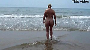 naked housewife dares to bare at textile beach.