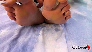 Playing With Sexy Feet Smeared In Cream