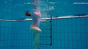 Small Tits Brunette Liza Bubarek Enjoys Pool Swim