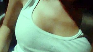 Vanessa Vixon teases with tight body and big tits in outdoor amateur striptease, her first filming.