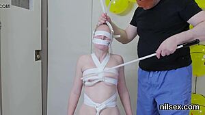 wacky sweetie brought to ass hole asylum for brutal therapy involving extreme bdsm group banging and ass licking