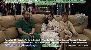 jasmine rose interrogated by doctor in latex at remote center