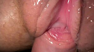 Кремаво близък план чукане с жена на приятел завършва с горещ крем пай