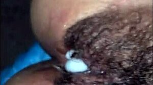 sloppy seconds leave me dripping with cum in my hairy pussy close-up, craving more wet creampie action