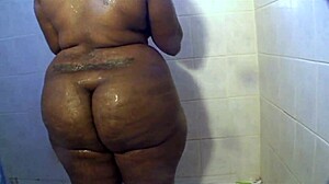 homemade bbw teen has huge fun in the shower with her big ass and pussy.