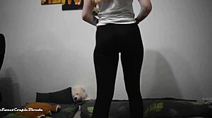 Blonde bitch miley grey rips clothes in hot striptease!