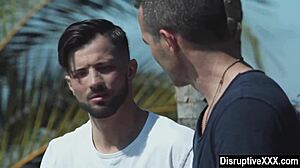 gay hunk cluelessly bangs his ex's stepbrother in raw bareback action